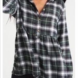 American Eagle Soft Plaid Babydoll Flannel